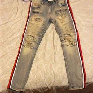 Men’s biker jeans with side stripe size 33-32